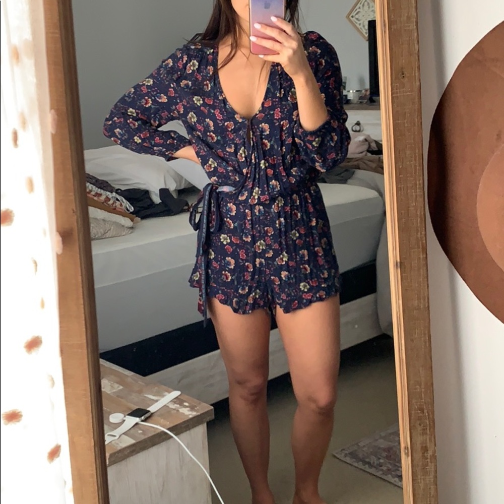 Floral long sleeve romper